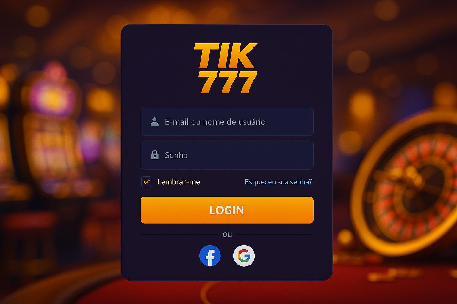 Criar uma nova Conta no plataforma TIK777  